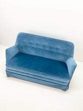Afbeelding in Gallery-weergave laden, Blauwe Vintage Fluwelen Bank