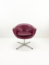 Afbeelding in Gallery-weergave laden, Vintage Bordeaux Gekleurde Draaifauteuil
